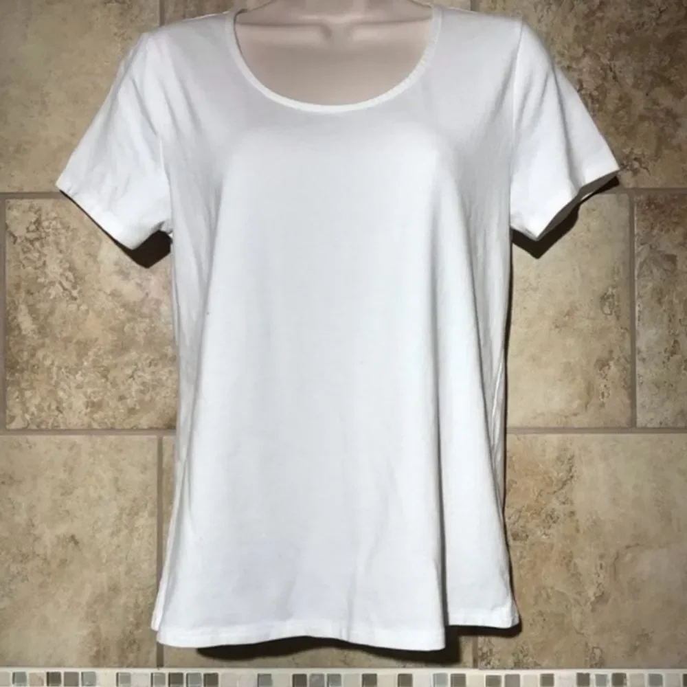 Magaschoni White Short Sleeve Round Neck T-Shirt Size S Casual